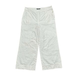 Lauren Ralph Lauren Sailor Wide Leg Crop Trouser Pant Sz 8 White Nautical Cotton